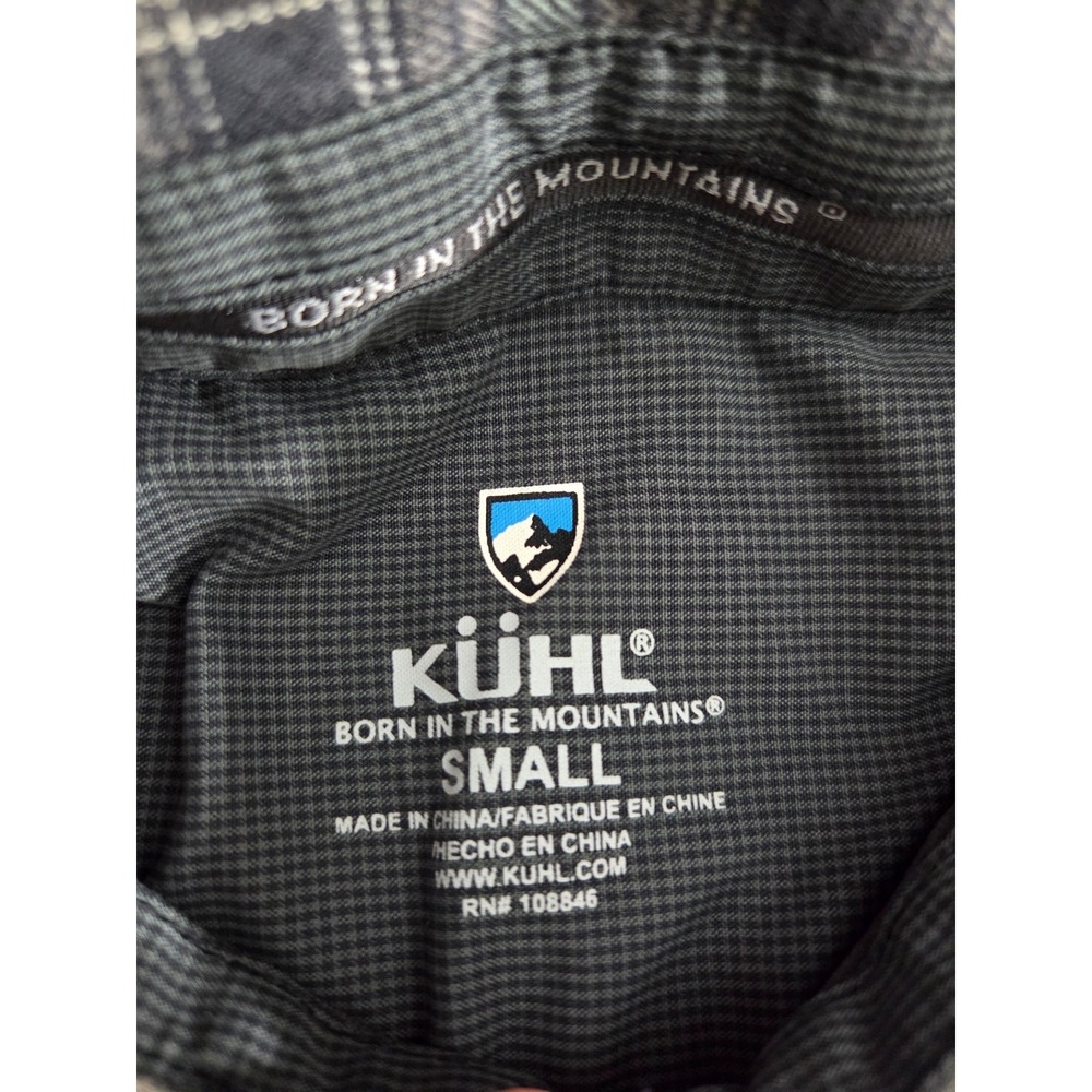 Kuhl Shirt Mens Small Gray Brown Plaid Dillingr Flannel Long Sleeve Outdoor Hike - Picture 3 of 9
